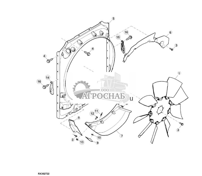 Узел вентилятора и кожуха, двигатель объемом 15,0 L - ST943394 187.jpg